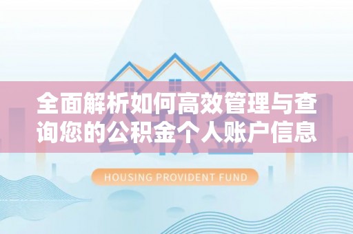 成都全面解析如何高效管理与查询您的公积金个人账户信息